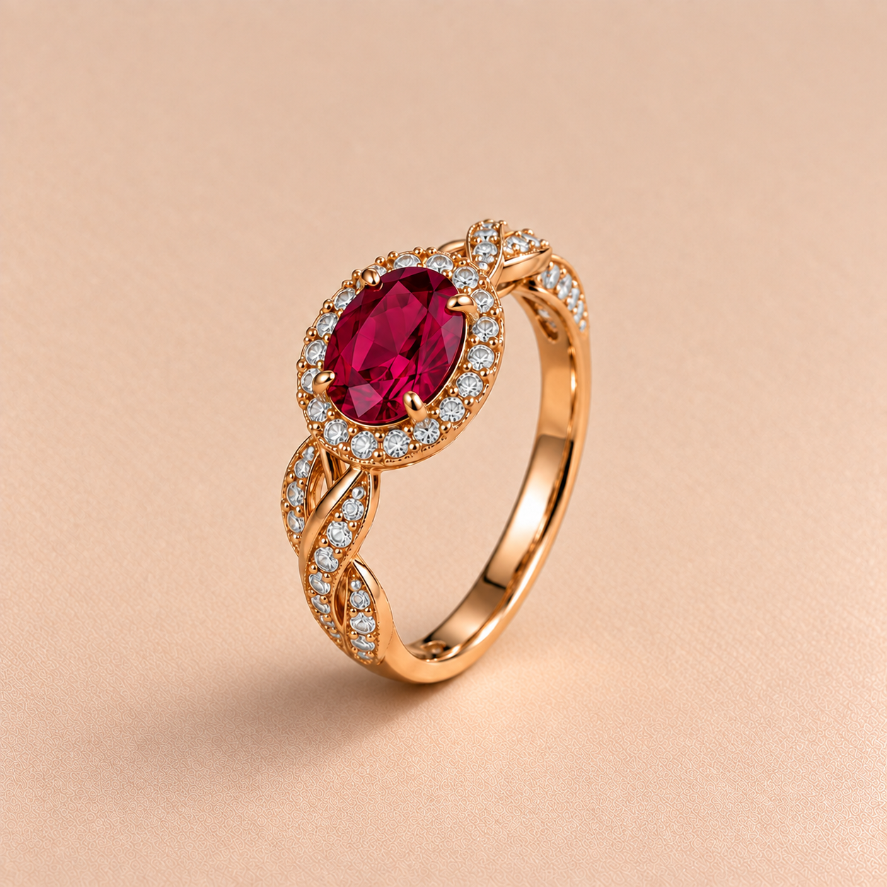 Ruby Halo Cocktail Ring Cocktail / Gemstone Ring