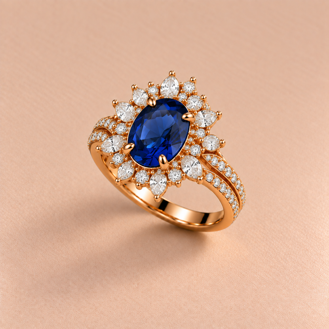Sapphire Floral Cocktail Ring Cocktail / Gemstone Ring