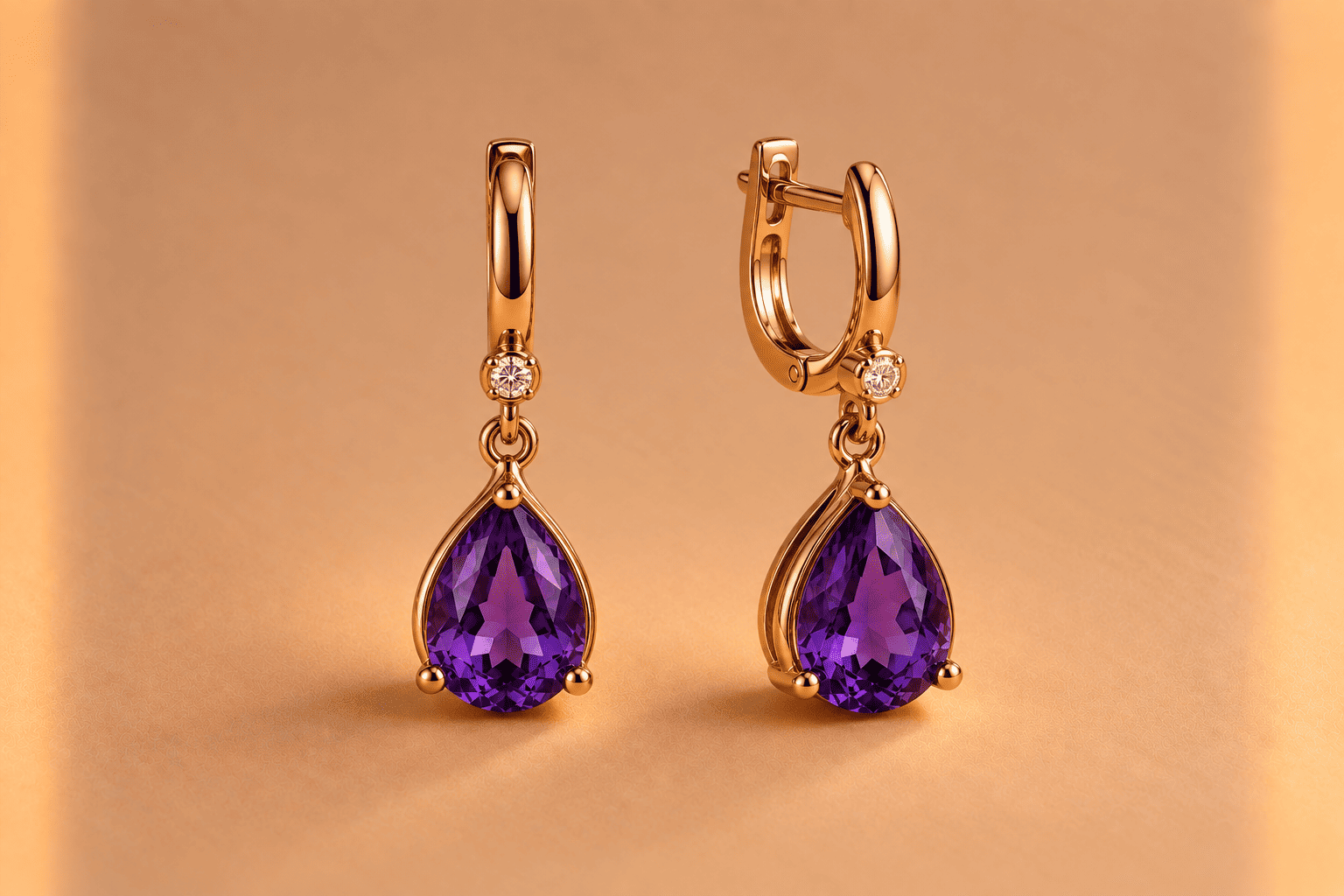 Amethyst Teardrop Drop Earrings Earrings