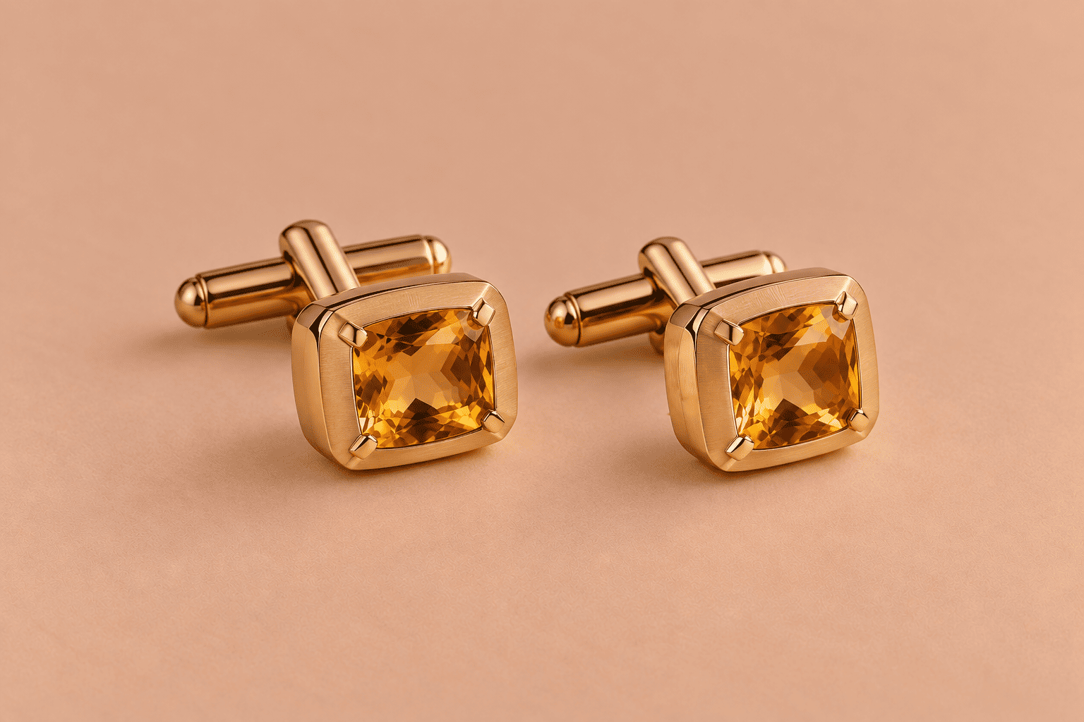 Citrine Citrine Cufflinks – Luxury Yellow Gemstone Accessories