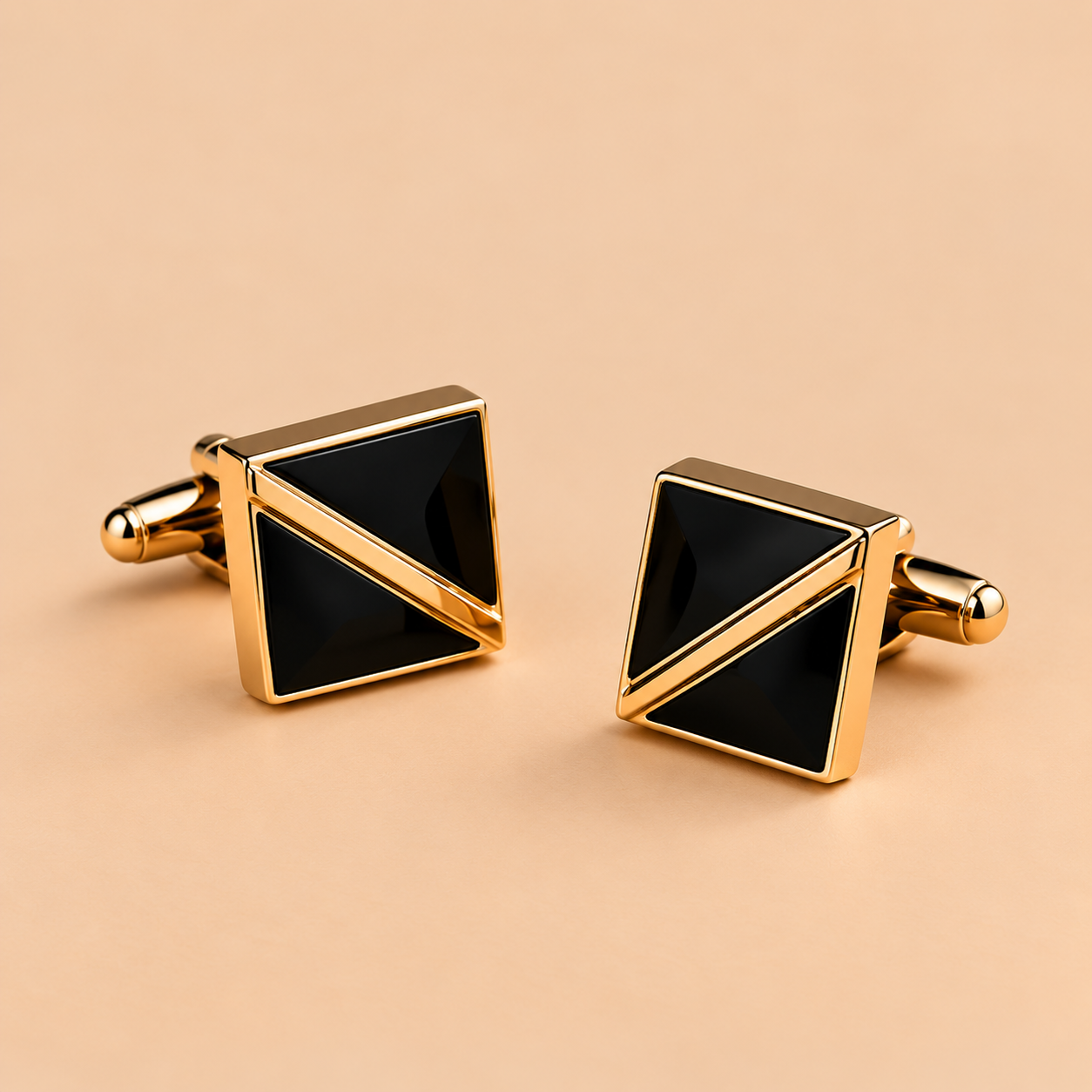 Black Onyx Geometric Cufflinks Cufflinks