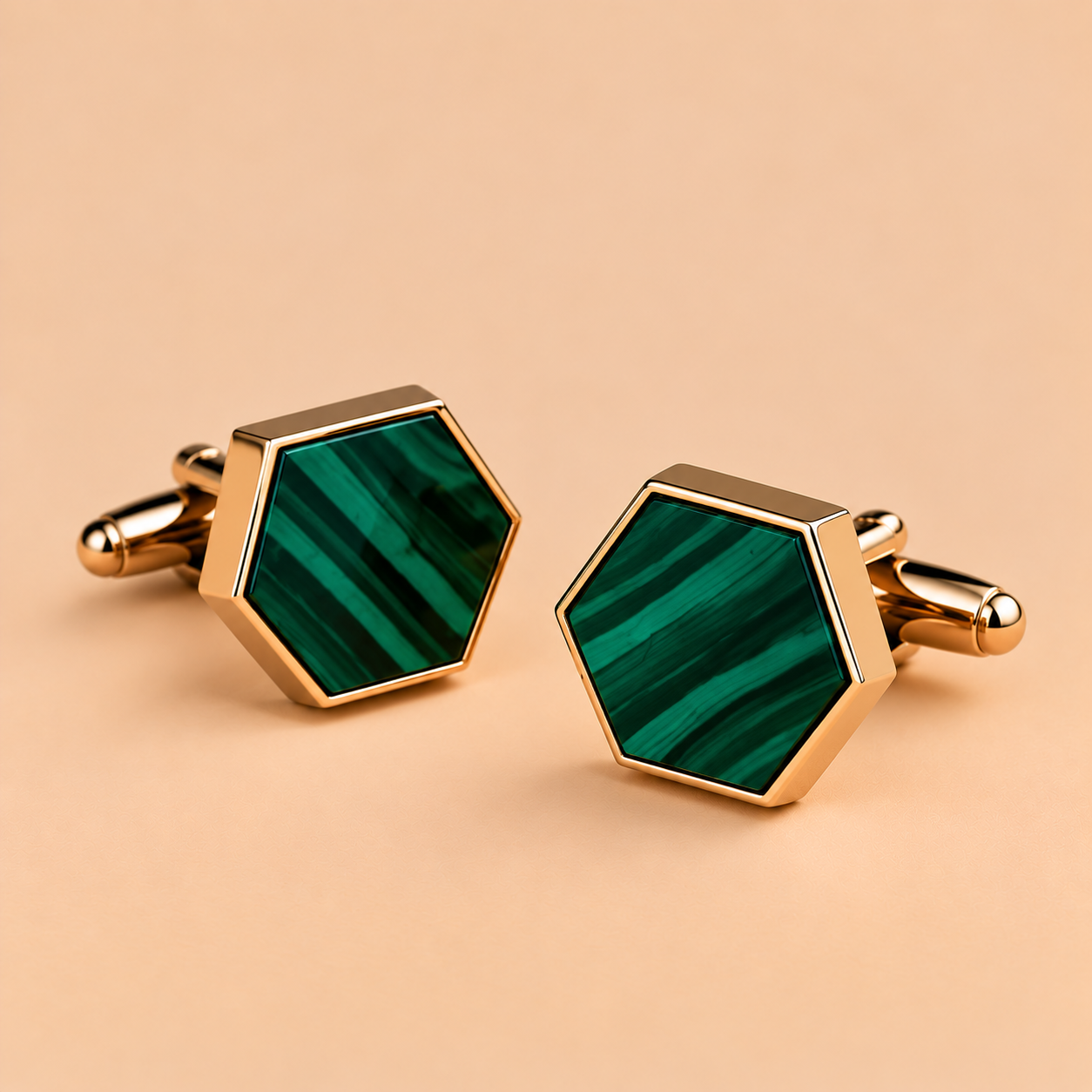 Malachite Hexagon Cufflinks Cufflinks