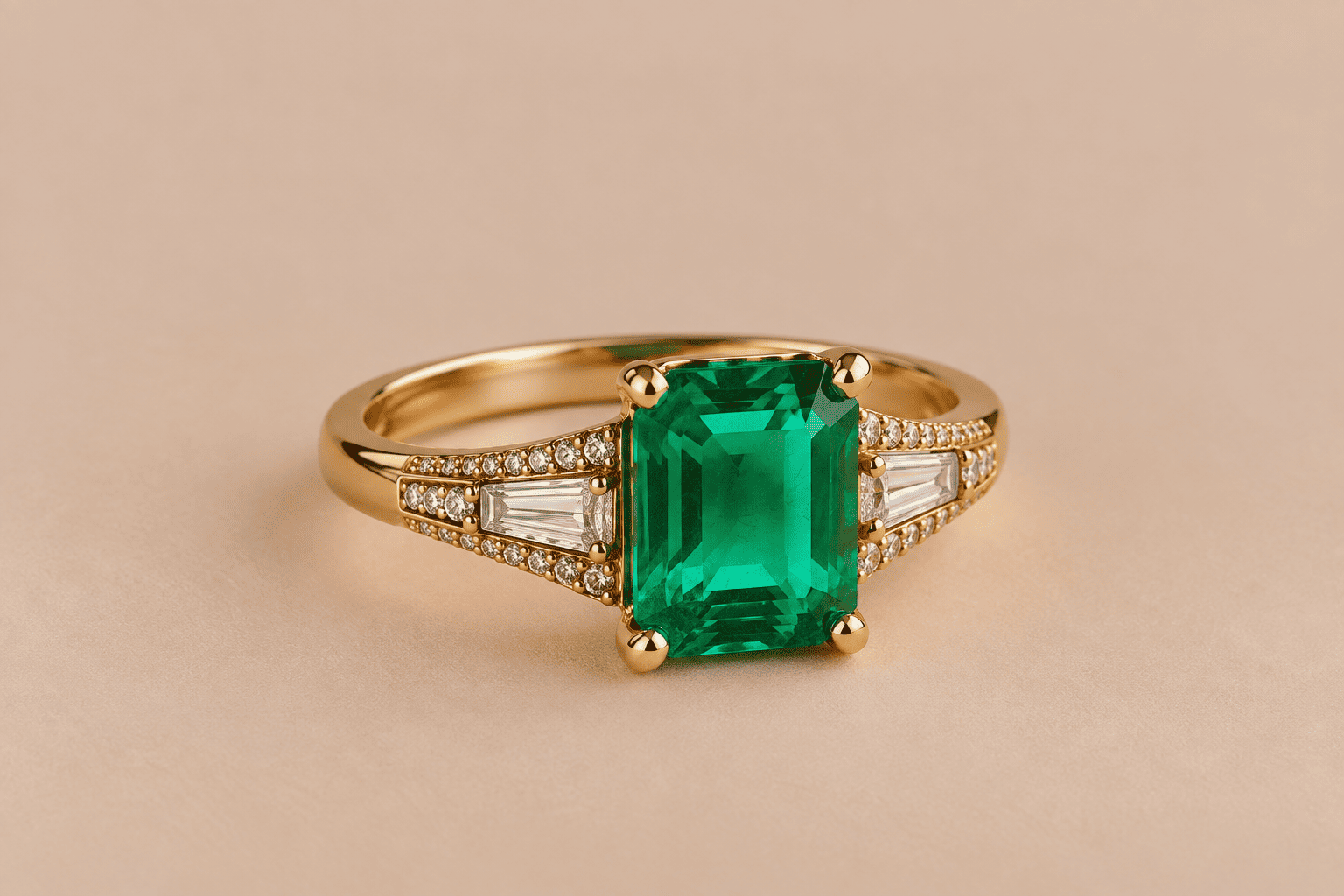 Emerald Emerald Ring – Elegant Green Gemstone Jewellery