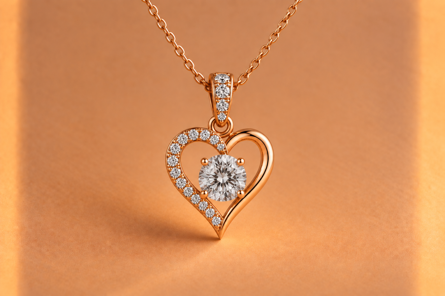 Heart-Shaped Diamond Pendant Necklace