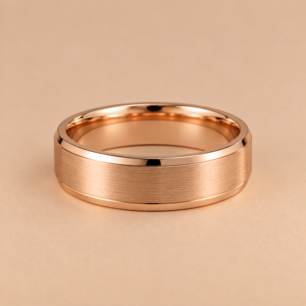 Custom wedding bands on burgundy velvet