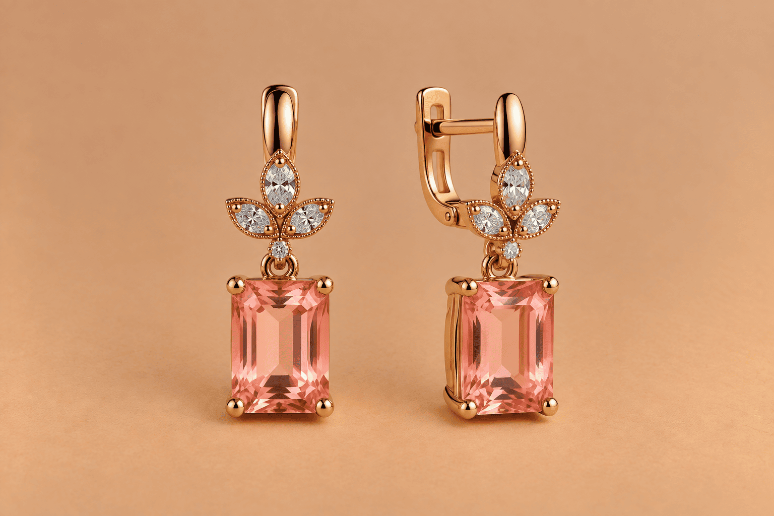 Morganite Morganite Earrings – Elegant Pink Gemstone Jewellery