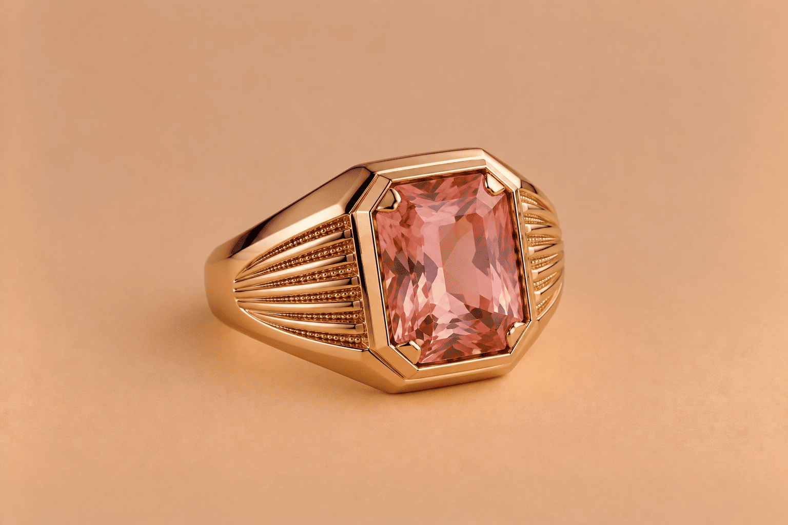 Morganite Morganite Signet Ring – Unique Pink Gemstone Jewellery