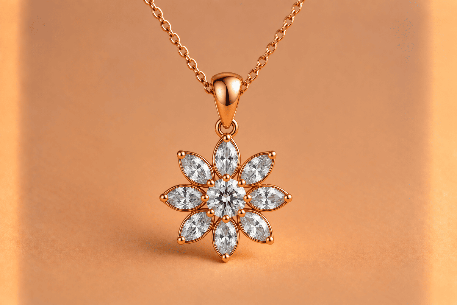 Floral Diamond Blossom Pendant Necklace