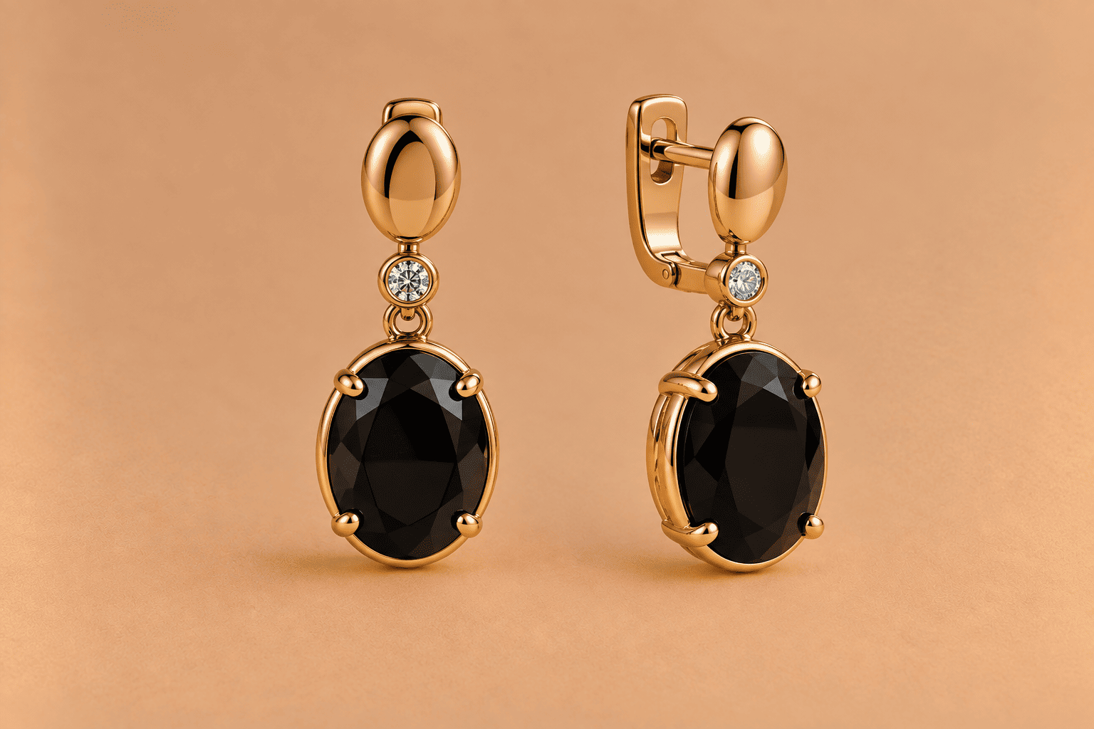 Black Onyx Oval Drop Earrings Earrings