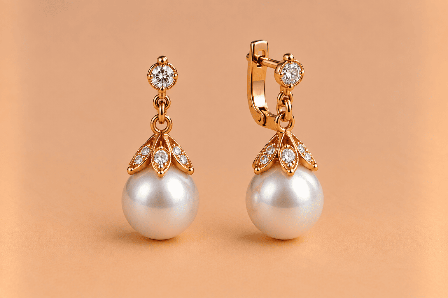Pearl & Diamond Drop Earrings Earrings