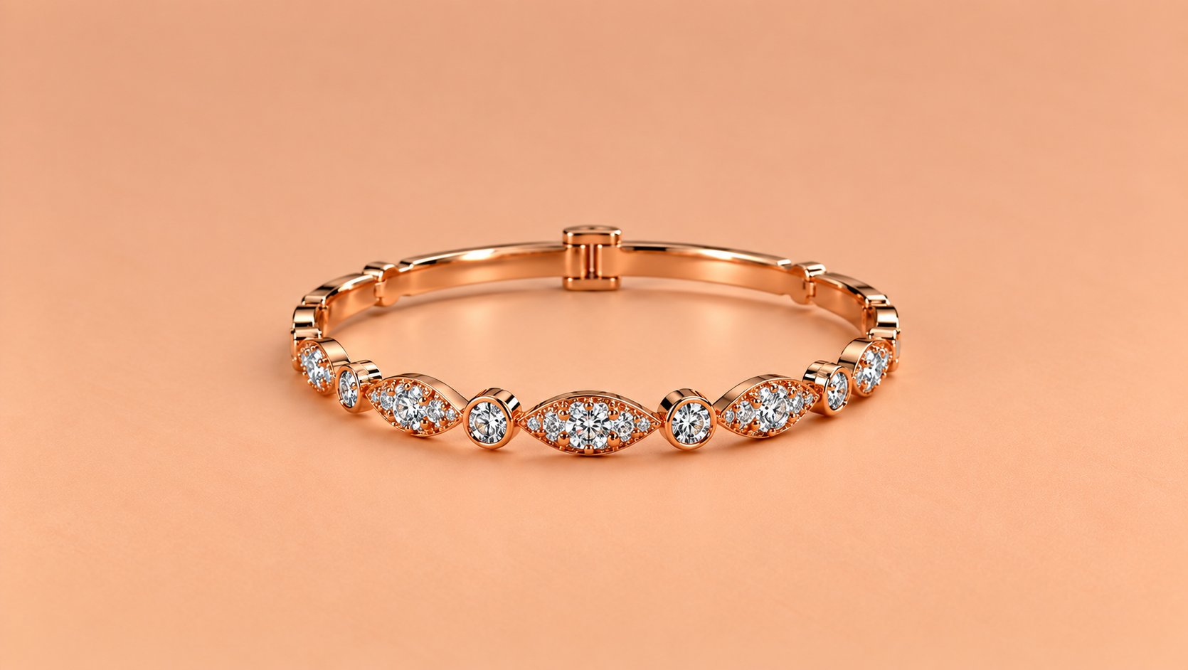 Floral Diamond Link Bangle Bracelet / Bangle